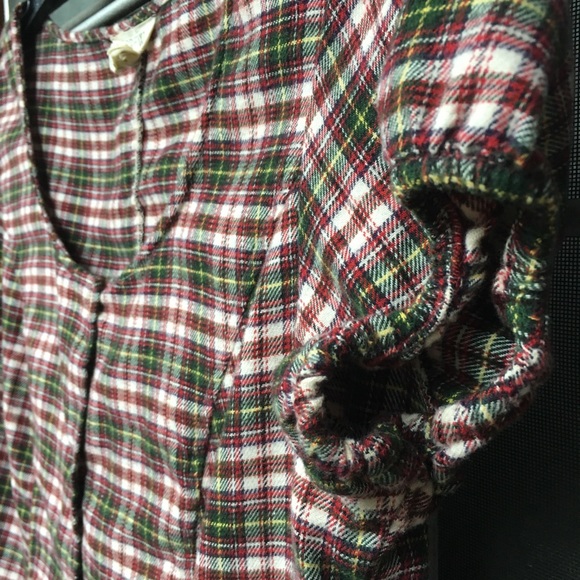 J. Crew 100% cotton plaid cap sleeve button front - Picture 4 of 6